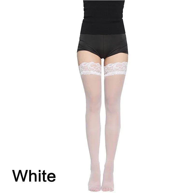 Sexy Lace Stockings for Women Long Thigh High Stockings Transparent Sheer Lingerie Socks Black White Leggings Fashion Hosiery
