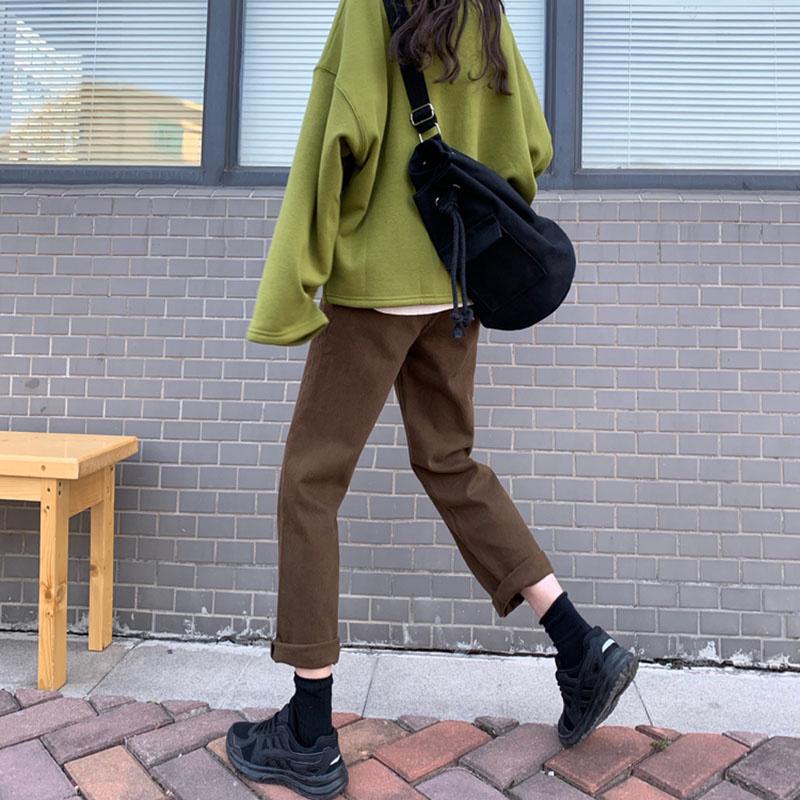 Autumn Brown Straight Denim Vintage Slender Office Lady Jeans Women Trousers High Waist Large Size Pants Female