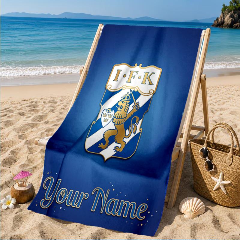 Custom Name Goteborg Crest Personalized Microfiber Beach Towel, Quick-Dry, Ideal for Summer Travel, Beach Essential, Swimming