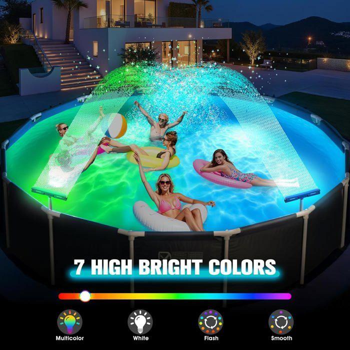 Fontaine Piscine LED Rechargeable KingSom avec Télécommande, Cascade Ajustable, 10000mAh - Accessoires Piscine Hors Sol