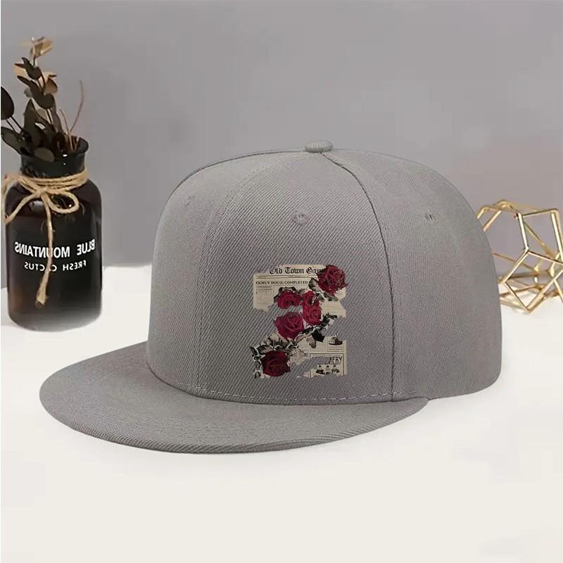 Gotische Rose Zeitungssilhouette Unisex Baseballkappe Retro Lässig Verstellbare Snapback-Kappe