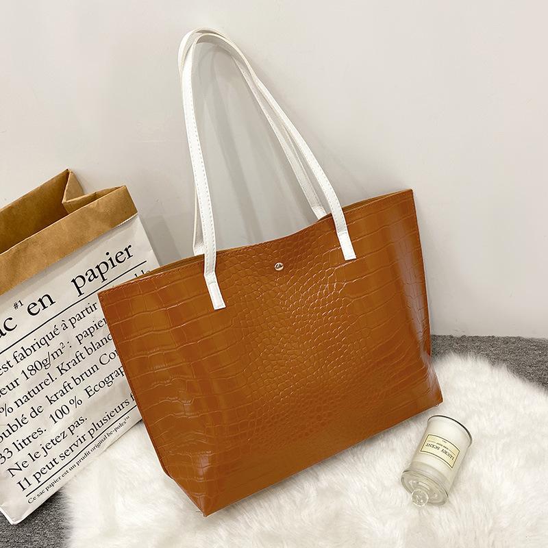 Women's Bag, New Street Trend Fashion, Crocodile Pattern Tote Bag, a Portable Large-capacity Bag.