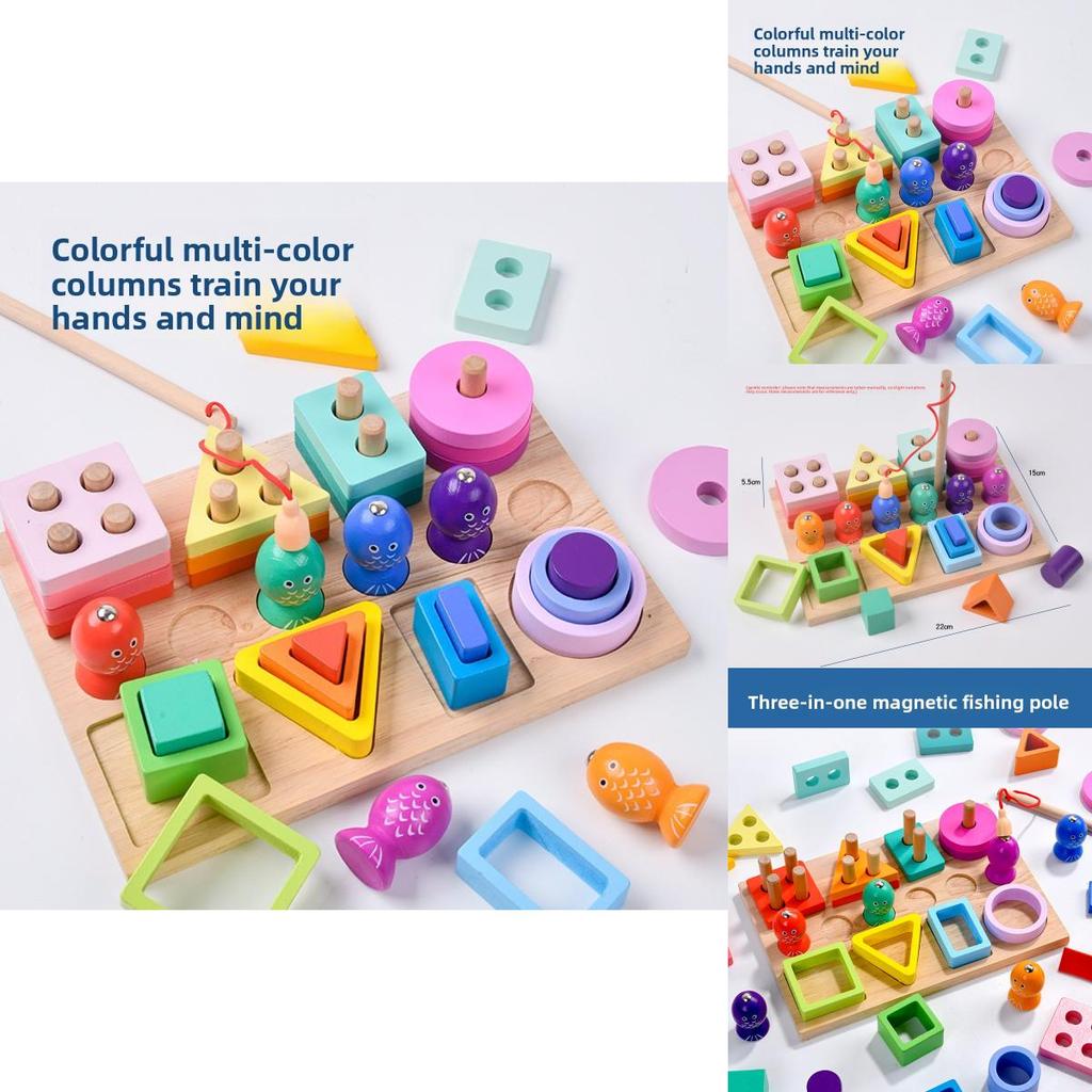 Wooden Magnetic Fish Toy Set For Toddler Early Education And Shape Recognition