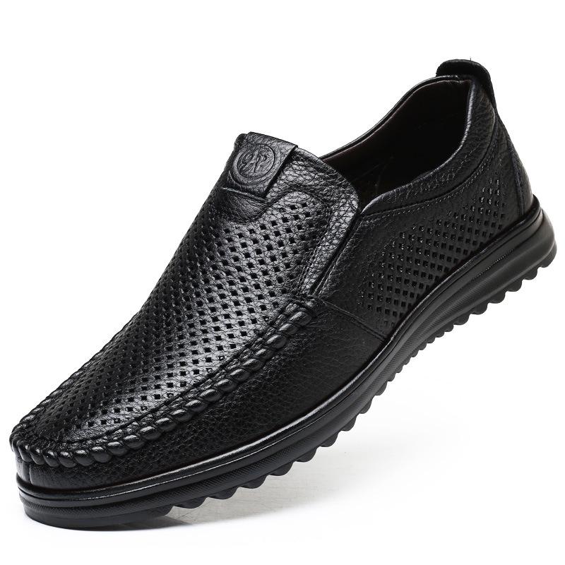 2025 Spring and Autumn New Men's Casual Leather Shoes Men's Soft Leather Soft Sole Leather Foot Cover Middle-aged Dad Shoes Sandals 8826