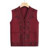 Middle-aged and Elderly Women's Spring Knitted Sweater Vest Horse Clip Mother's Cardigan Sweater Grandma Vest Vest Spring and Autumn Clothing