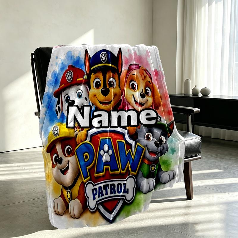 Custom Name Personalized PAW Patrol Print Blanket, Home Decor, Bedroom, Sofa, Camping, Couch, Gifts for Birthday Christmas
