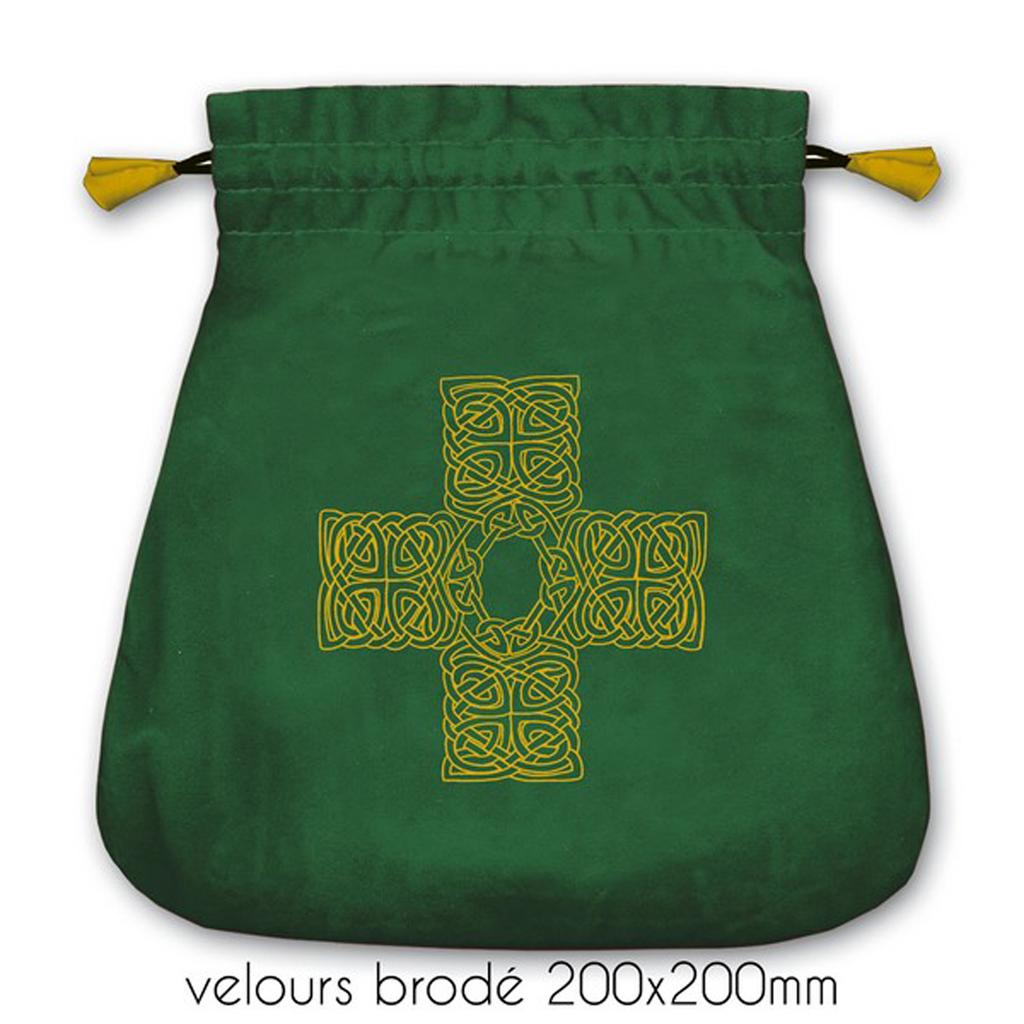 Les Trésors De Lily [A1477] - Pochette tarot velours 'Celtic Cross' vert - 20x20 cm