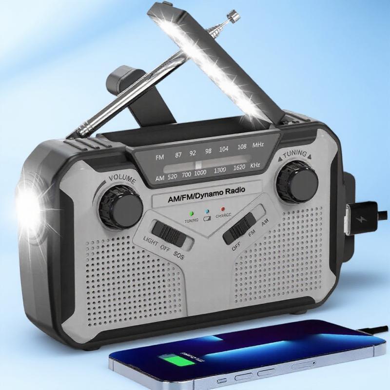 

Emergency Solar Hand Crank AM FM Portable Radio 2500mAh Power Bank LED Torch Reading Light for Camping Hiking серый