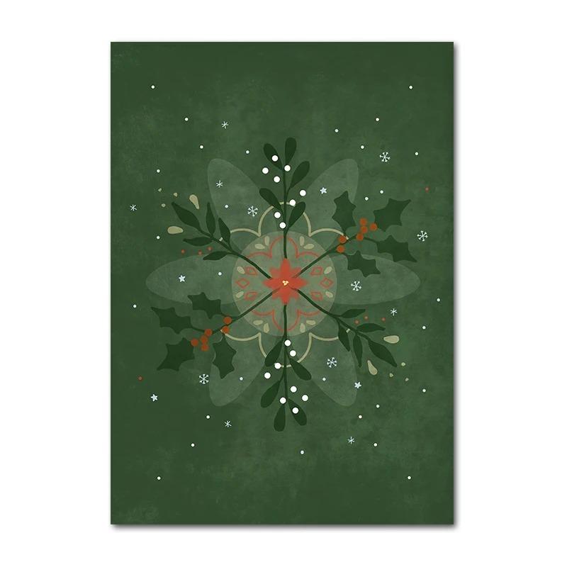 Poster Decorazione Pallina Albero di Natale Agrifoglio Ghiacciato Furgone Invernale Pittura su Tela Stampe Fiocchi di Neve Decorativo Casa Stanza Immagine