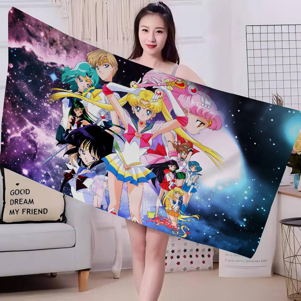 S-Sailor M-Moon Microfiber Blanket Quick Drying Beach Towels Oversized Printing Super Absorbent Pool Towel Blanket