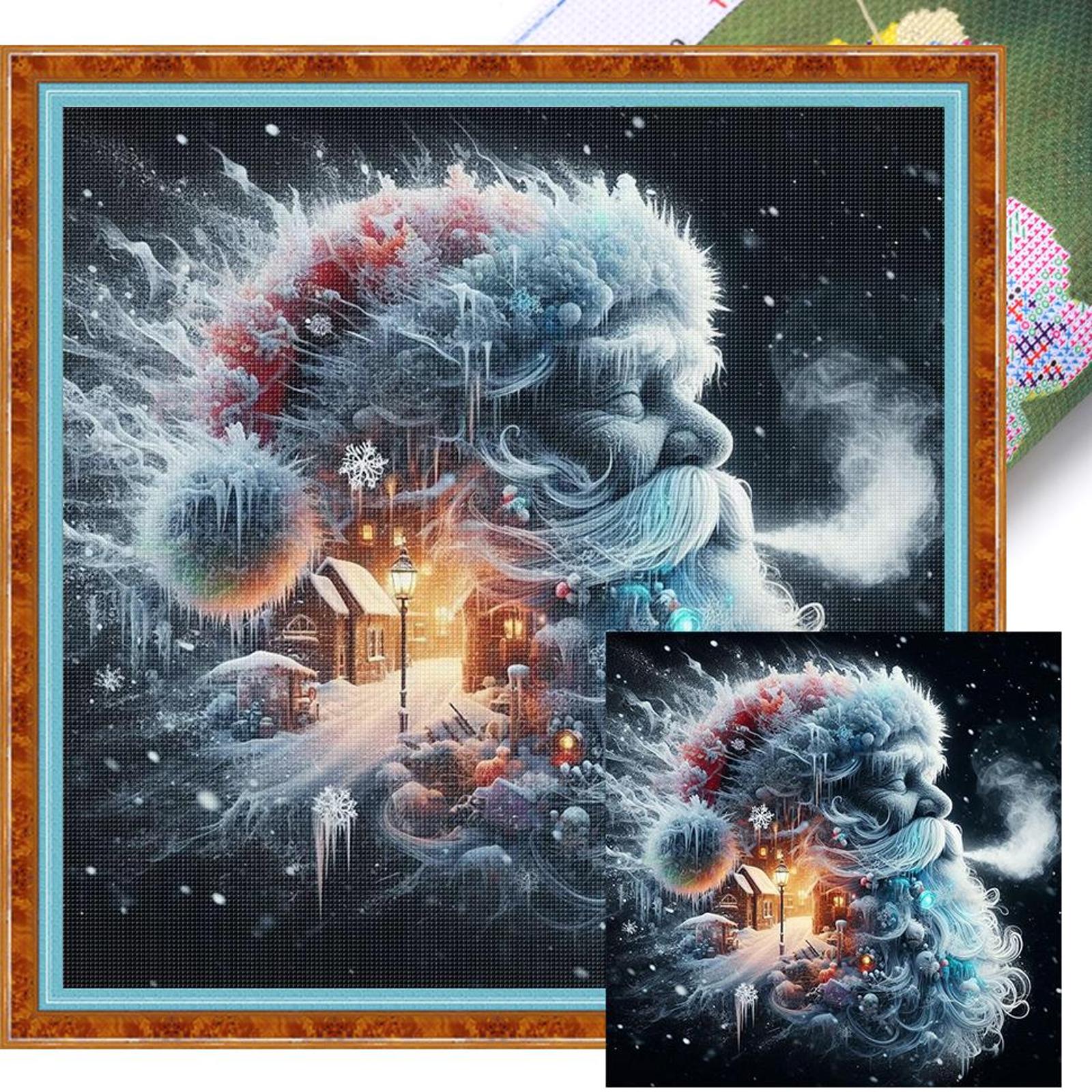 

Santa Claus Printed Cross Stitch Kit 50x50cm DIY 11CT Embroidery Craft Set Decor