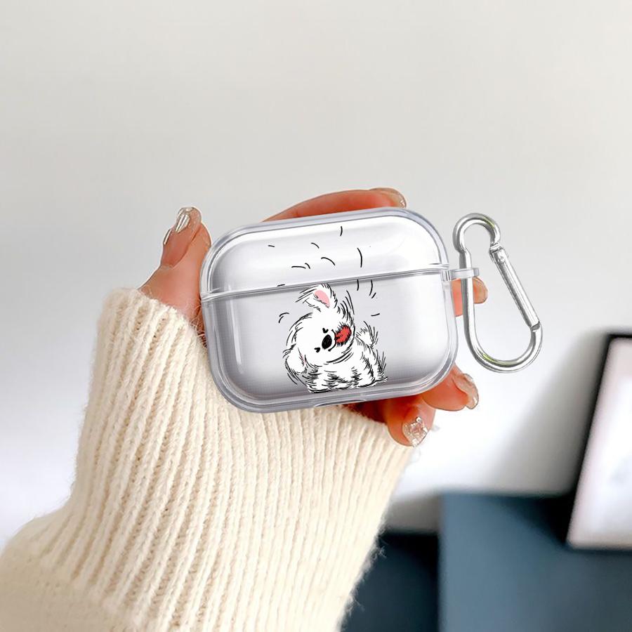Case For Airpods Pro 2 4 1 Pro2 3 Pro3 Clear Earphone Cases Cover Cartoon Lines Messy Puppy