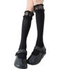 Lolita Long Socks With Lace Bow Calf Socks Velvet Female Socks Knee-Length Jk Students Black White Thigh High Stockings