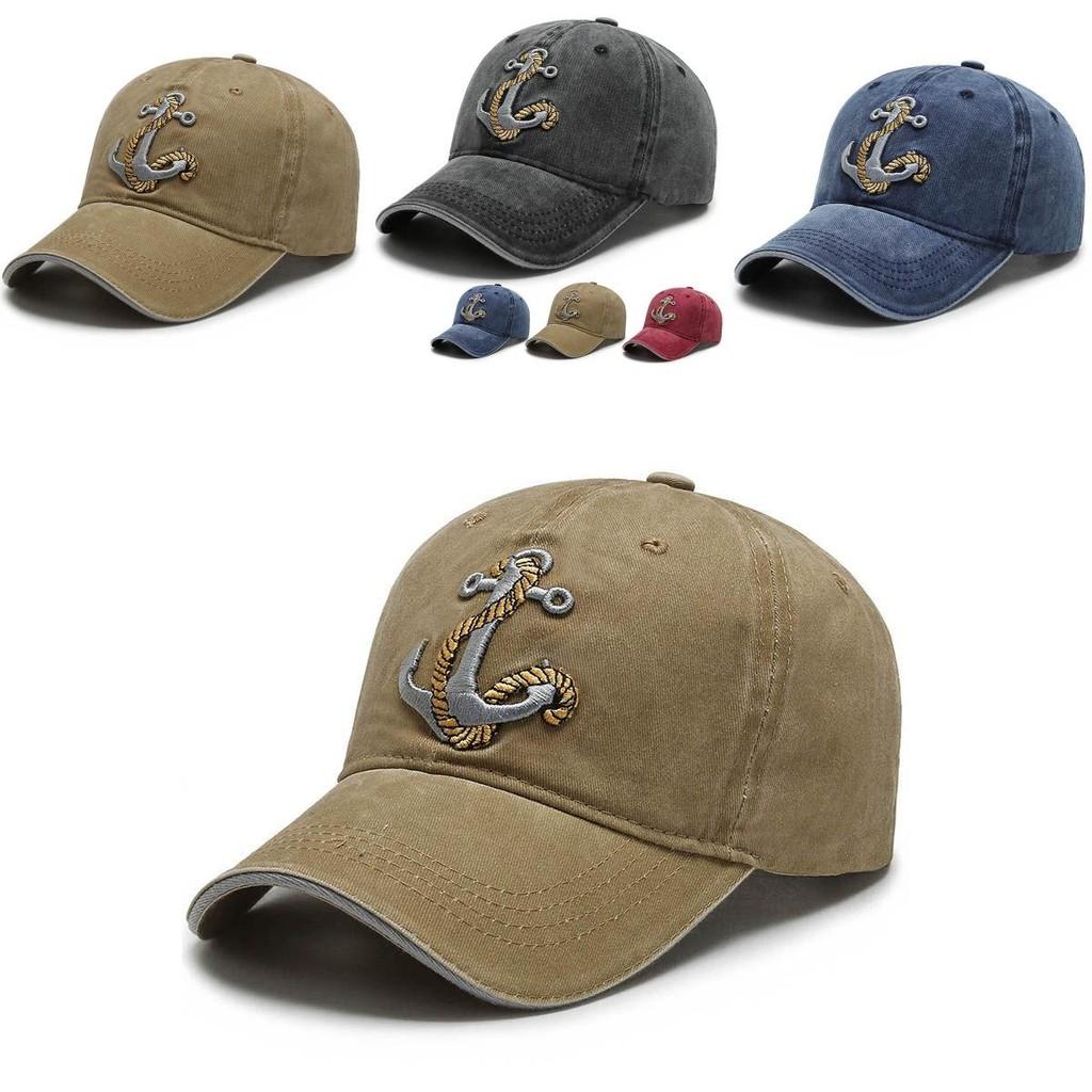 Cappellino da baseball da uomo alla moda con design unico di ancora ricamata per le stagioni primaverile e autunnale