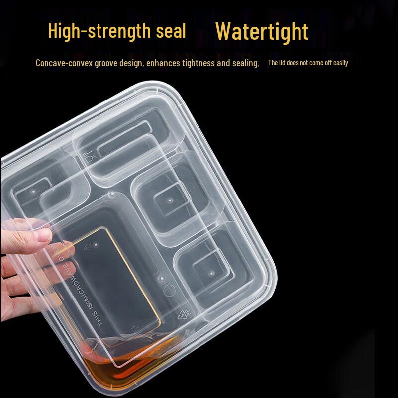 Clear Beauty Disposable 5-Compartment Meal Prep Containers