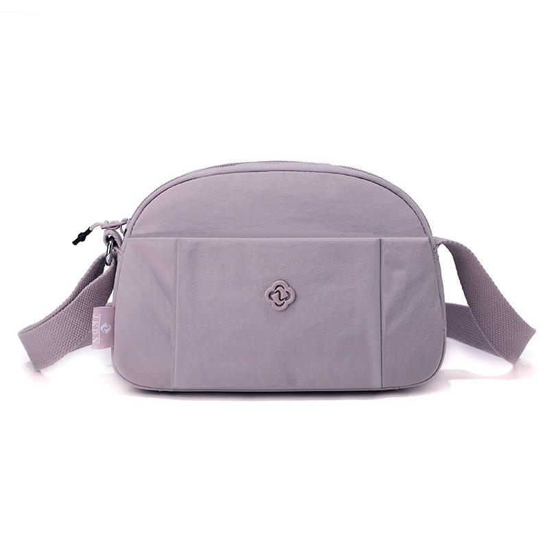 

Solid Color Nylon Crossbody Bag Multi Pocket Casual Shoulder Bag for Women світло-фіолетового кольору