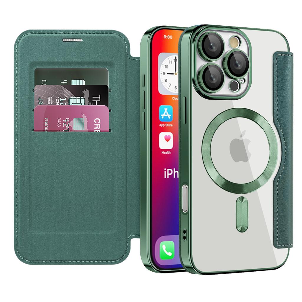 For iPhone 16 Pro Case Compatible with MagSafe Rhombus PU Leather Phone Cover