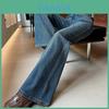 Vintage Blue High Waist Flared Jeans With Embellished Rhinestones For Casual Wear