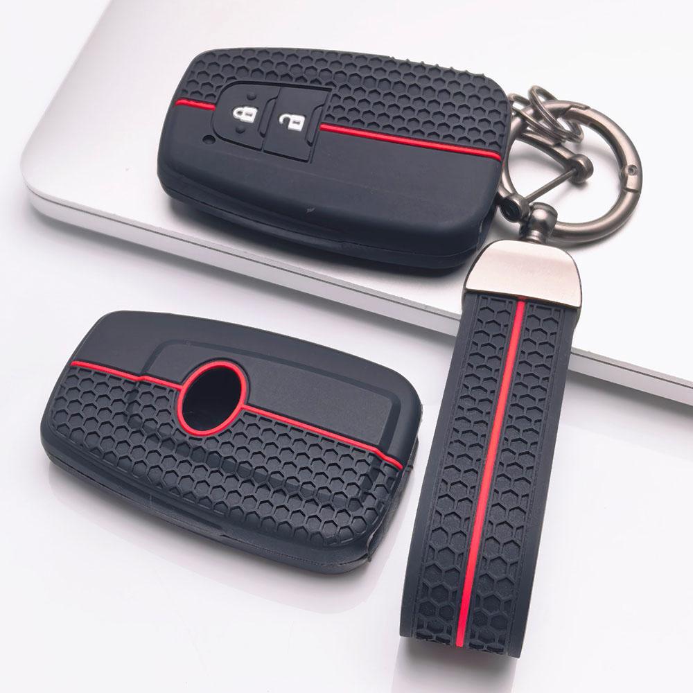 Silicone Car Key Fob Cover with Matching Keychain Compatible with Toyota Corolla Camry RAV4 Highlander Avalon, Fits Toyota Corolla Camry RAV4 Prius