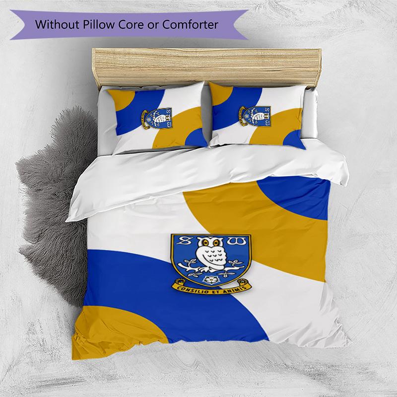 Sheffield Wednesday Football Printed 3 Pieces Bedding Set, Comfortable Skin Friendly Bedroom Duvet Cover Set
