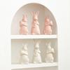 Easter Holding Egg Rabbit Figurine Ceramics Bow Tie Bunny Statue Sculpture Spring Easter Holiday Party