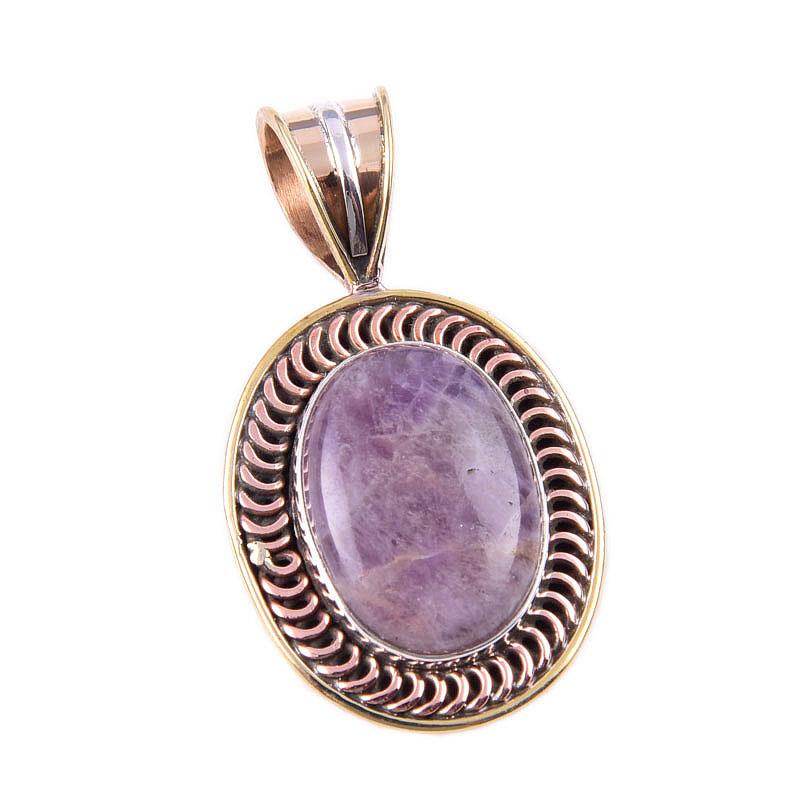 Natural Tiffany Stone 925 Solid Sterling Silver Gift TwoTone Pendant 1.50" K7C71