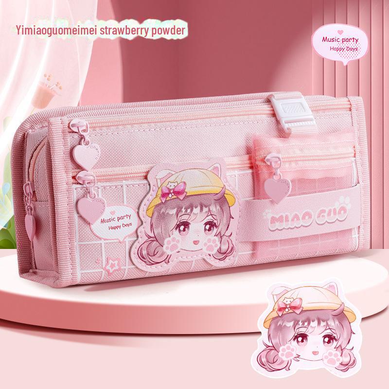 

Многослойный пенал с откидной крышкой и рисунком медведя Каба для девочек — большая вместимость, симпатичный дизайн для учеников начальной школы.