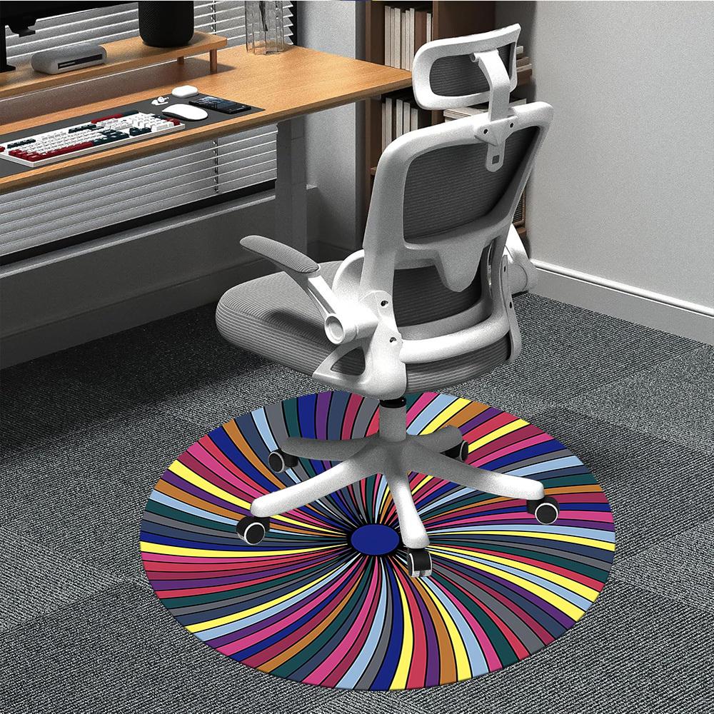 

1pc Spiral Colors Office Round Rug, Non-slip, Soft and Durable Office Rug for Interior Decoration, Perfect for Office, Beautiful Decoration yy26032409 80cm by 80cm