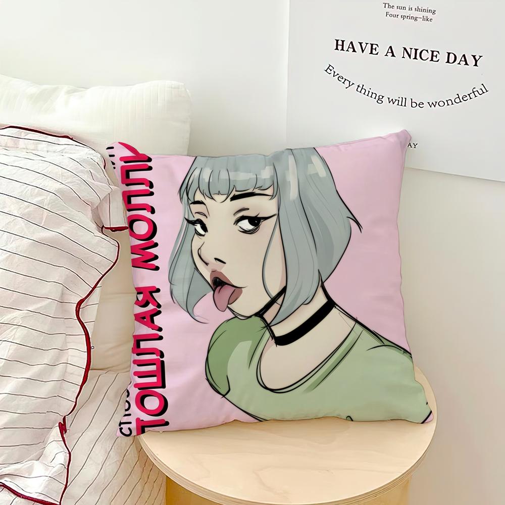 P-Poshlaya Molly Band Music Pillow Case Sofa Living Room Bedroom Headboard Backrest Cushion Square Cushion Nap Time