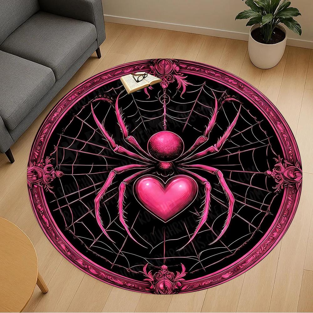 1pc Spider Web Heart Round Chair mat office Area Rug - Non-Slip, Floor Mat for Office, Bedroom, and Indoor Decor p127194