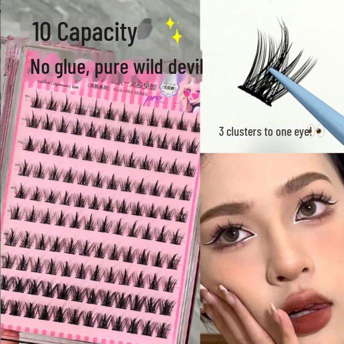 Mengji Shangpin Natural Thick Faux Wild Devil Eyelashes - 10 Rows for Women, Photogenic Cartoon Style