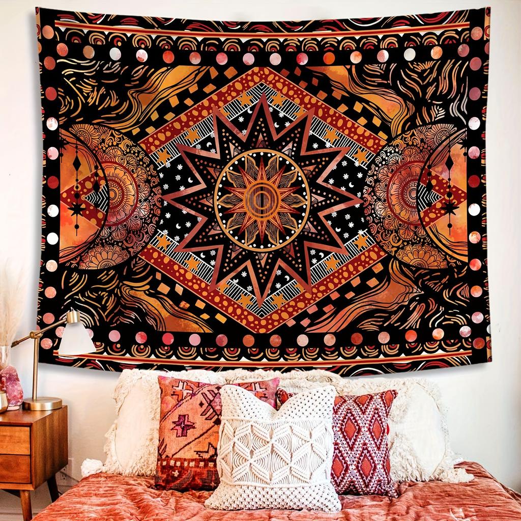 VIKAMA Bohemian Ethnic Style Wall Tapestry Easy Installation Living Room Bedroom Yoga Room Meditation Room Wall Decoration