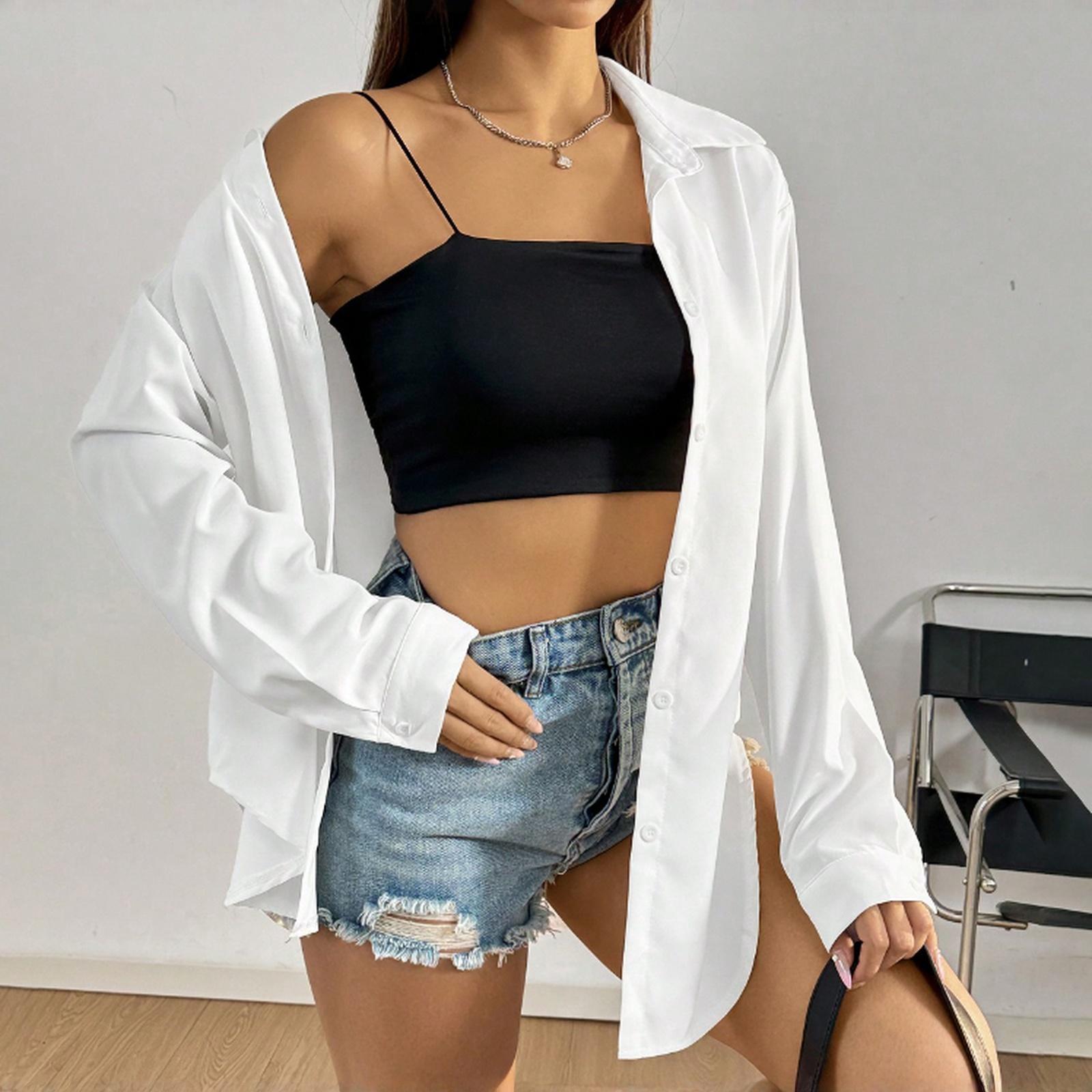 

Женская рубашка с пуговицами с цветочным принтом, повседневная рубашка с длинными рукавами, блузки, повседневные базовые топы больших размеров XS белый