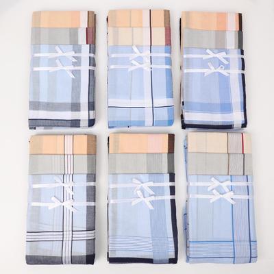 Men's Light Color Checkered Cotton Handkerchief Pocket Square, 16 Inch