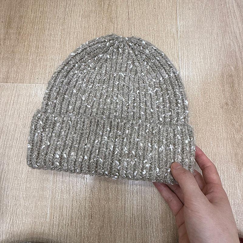 New Autumn and Winter Knitted Hat Women's Simple Mixed-color Wool Pullover Hat Fashionable Warm and Windproof Fashionable Casual Trendy Hat