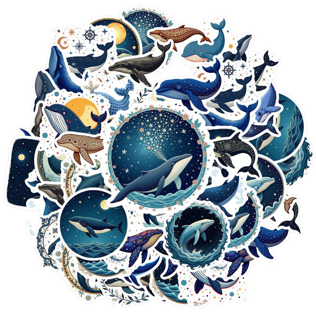 Waterproof Whale Stickers: Ocean Themed Vinyl Decals for Notebooks, Luggage, Instruments & More. Marine & Decorative Fun!
