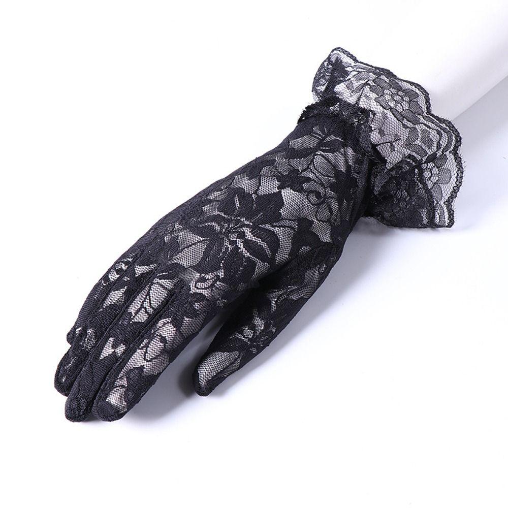 Thin Lace Flower Gloves Sun Protection Summer Mittens Sweet Mesh Hollow Gloves  Driving