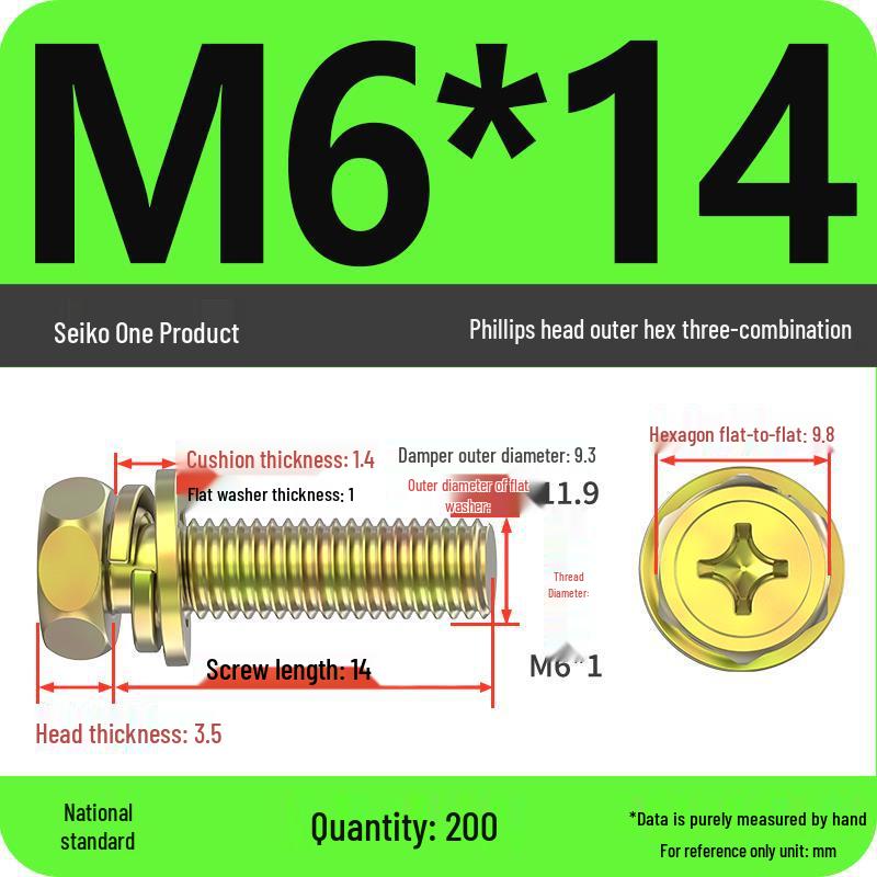 Hexagon Head Combination Screw Bolt Set with Washer and Spring Washer