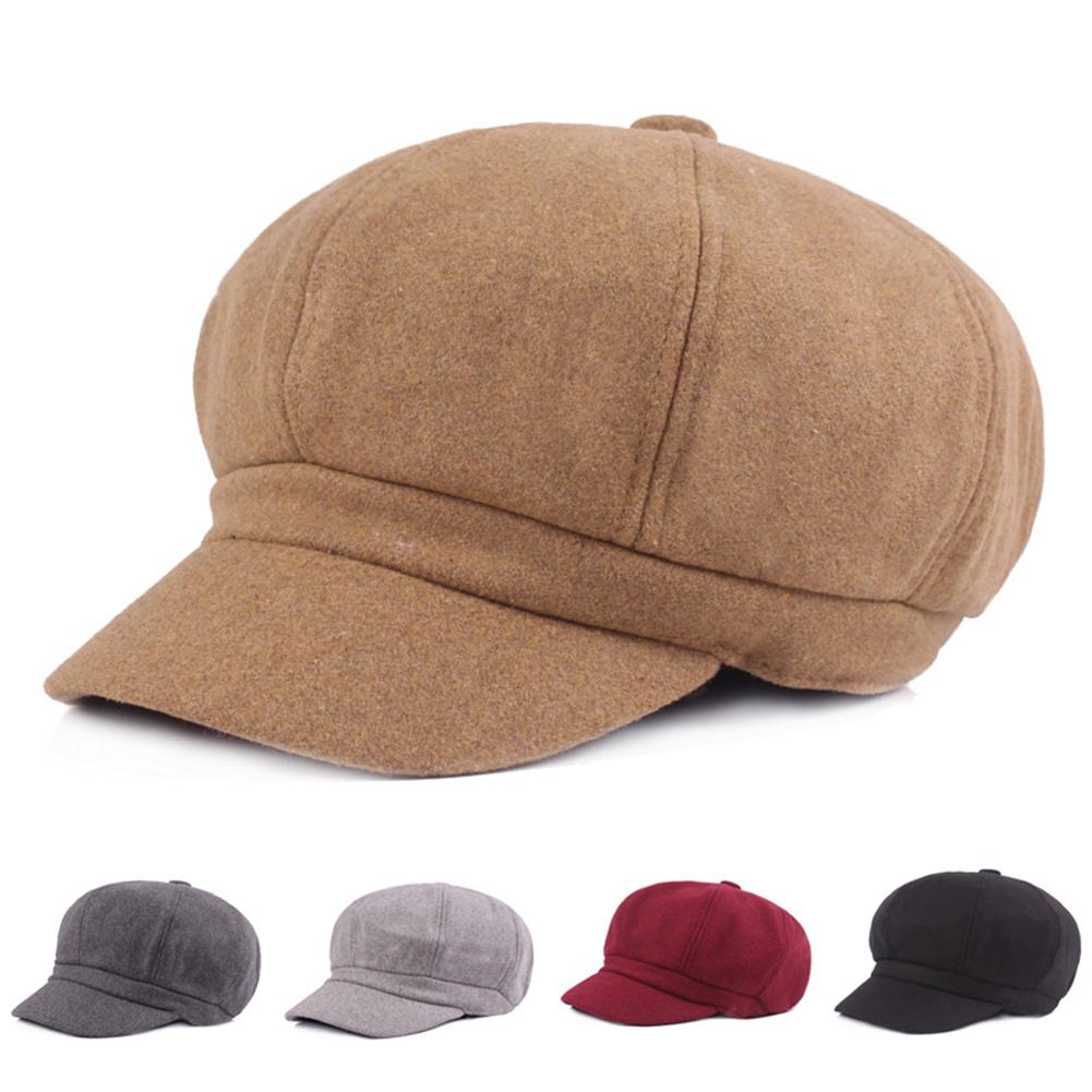 Women Woolen Adjustable Octagonal?Peaked Cap Chic Baseball Hat Gift