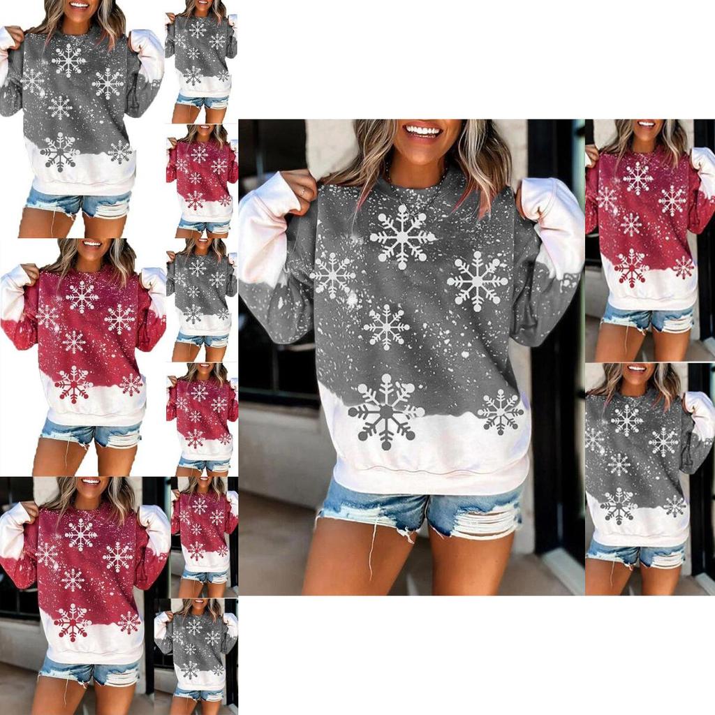 Stylish Christmas Snowflake Hoodie For Women Featuring Santa Claus Design In Grey And Red