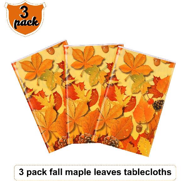 Fall Maple Leaves Tablecloth Thanksgiving Fall Party Table Cover Autumn Maple Leaves Table Cover Fall Plastic Table Decoration for Harvest Festival