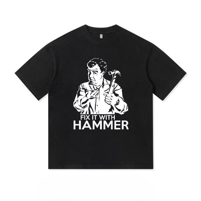 2025 Summer and Autumn Spoof Fun printed T-shirt loose outdoor cycling short-sleeved men's and women's top