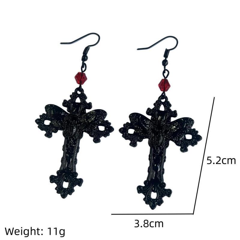 Gothic Dark Punk Moth Cross Earrings - European and American Style