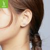 S925 Sterling Silver Crystal Wheat Stud Earrings, Simple And Pure Girl Platinum Plated Earrings Bse415
