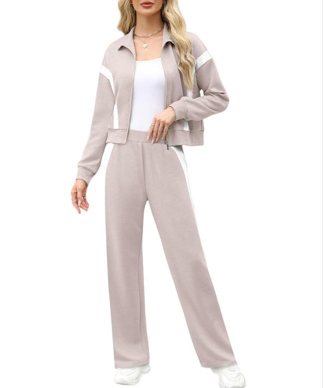 2025 Women's Casual Sportswear Set: Cardigan Top & Wide-Leg Pants