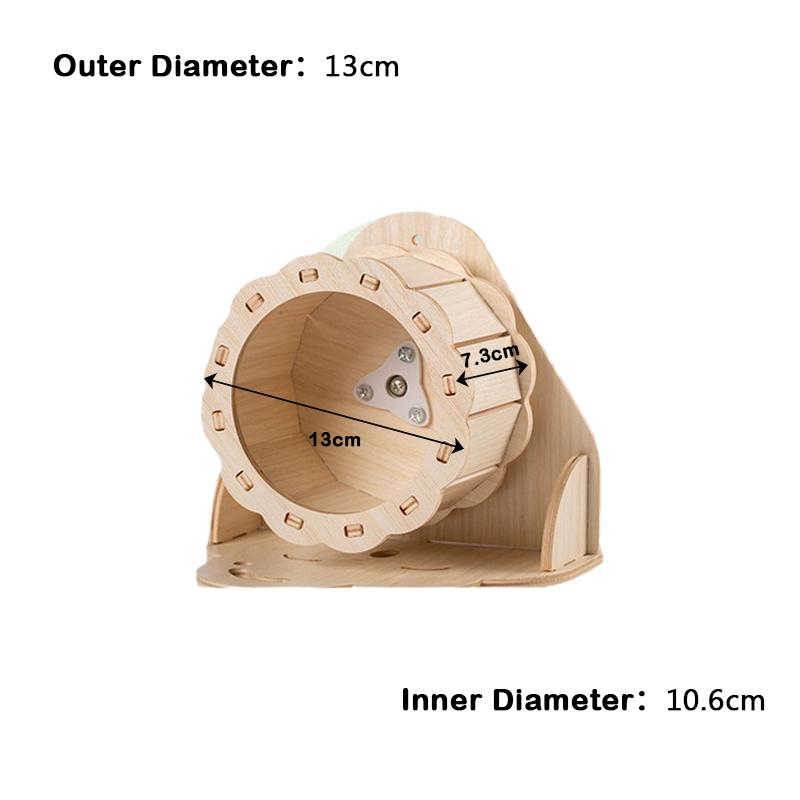 Luxury Solid Wood Hamster Exercise Wheel - Premium Hideout & Playhouse for Syrian Dwarf Hamsters Small Animal Cage Accessories