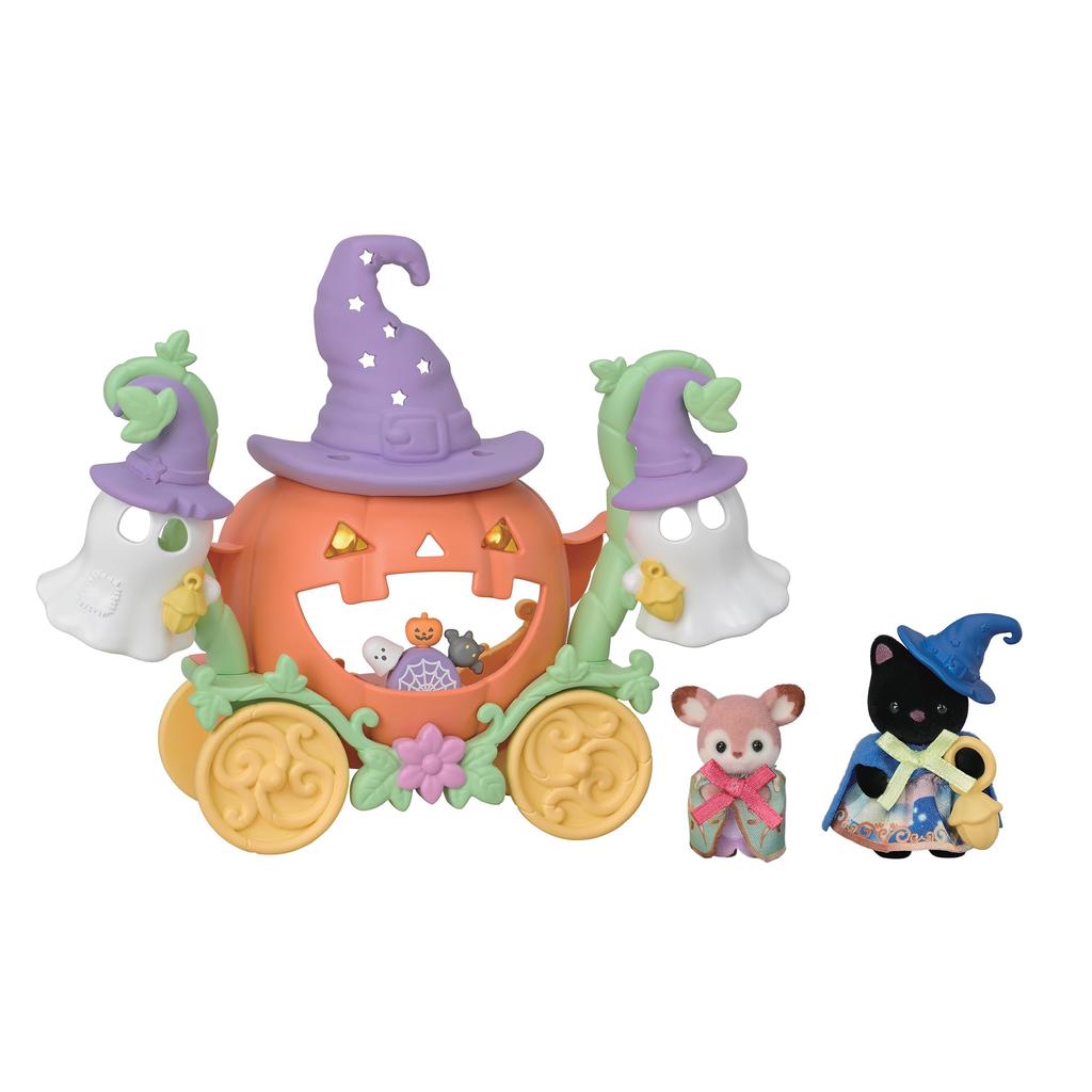Sylvanian Families Seasonal Ghost and Pumpkin Carriage ST Mark Certified Toy Dollhouse for Ages 3 and Sylvanian Epoch [Halloween Set] SE-216 Up,