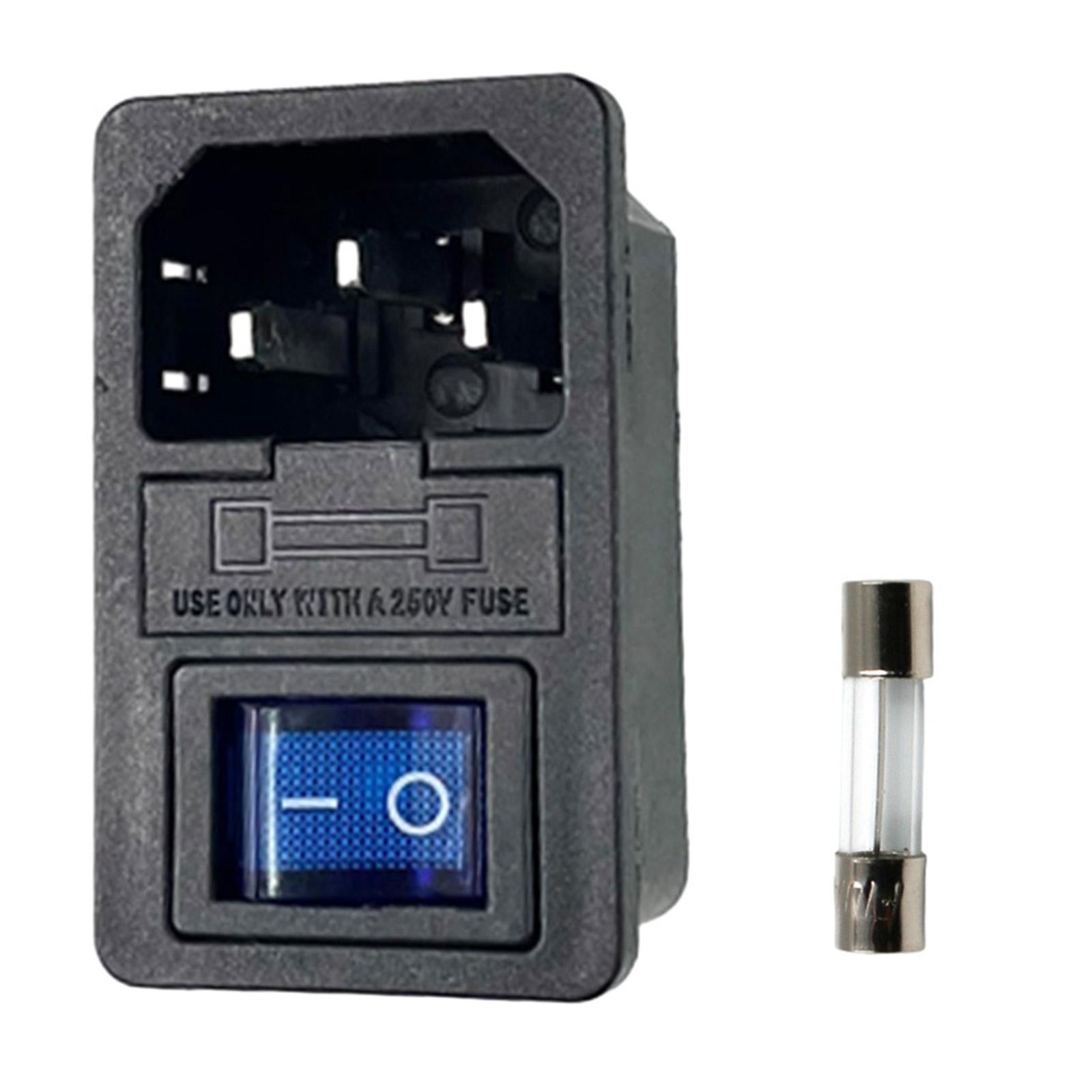 

With Switch Fuse Rocker Switch Male Fuse Holder With Rocker With Rocker Fuse Switch Male PowerCord Switch 250V 10A Fuse Holder синій
