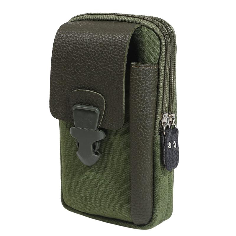 Casual Men Waist Bag Small Solid Color Zipper Fanny Pack Card Holder 4 Inch Phone Pouch Belt Bag Purse Outdoor Sports