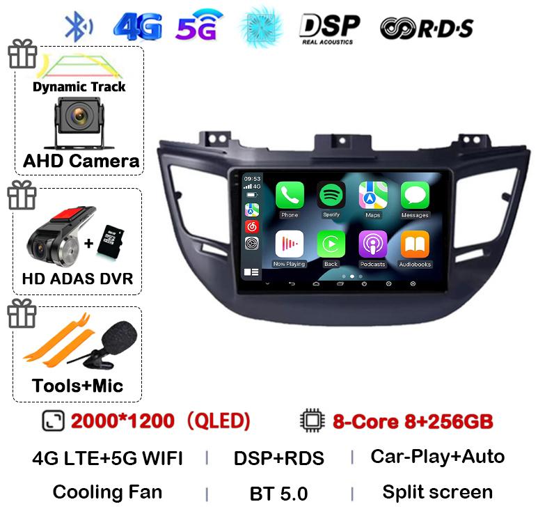 Android 14 Carplay Auto For Hyundai Tucson IX35 3 2015 2016 2017 2018 DSP 2Din Car Radio Multimedia Player GPS 4G+WIFI Stereo BT